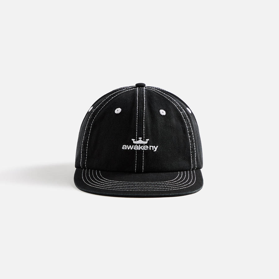 Black Men Kith Awake NY Crown Logo 6 Panel Cap | 2795-QFAKH