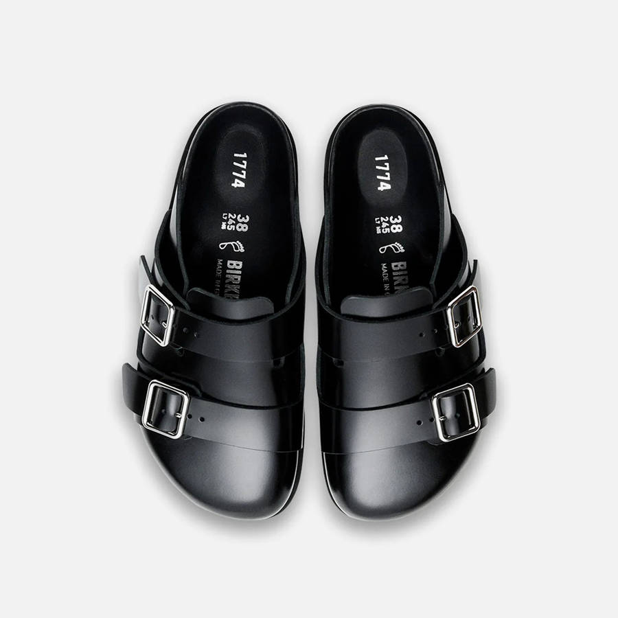 Black Men Kith Birkenstock 1774 222 West Shiny Leather Sandals | 2046-ZTFNE