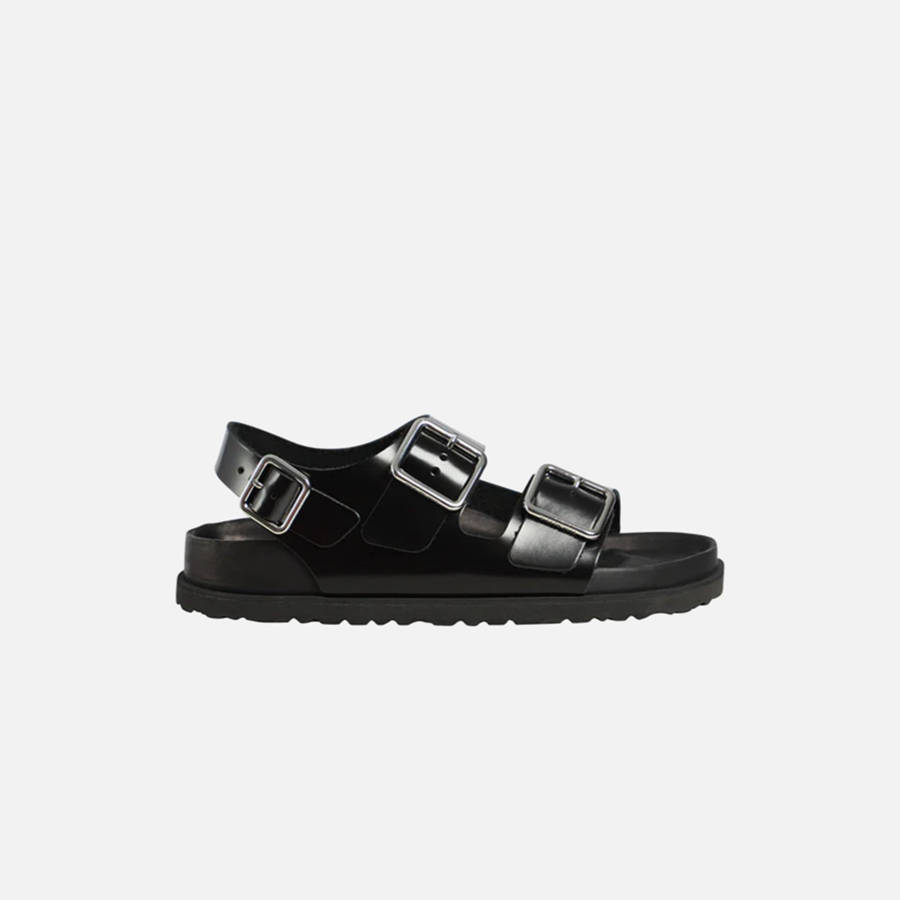 Black Men Kith Birkenstock 1774 Milano Shiny Leather Sandals | 3054-VBLAQ