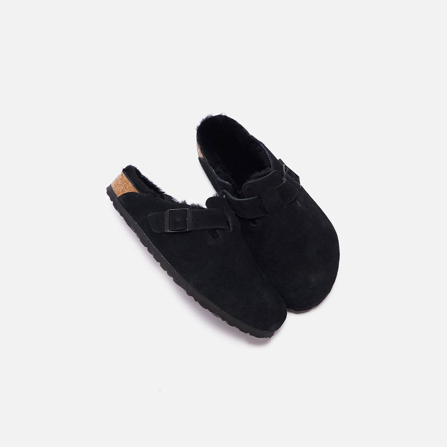 Black Men Kith Birkenstock Boston Shearling Sandals | 3152-TXYBD