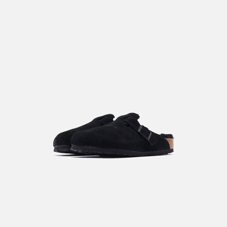 Black Men Kith Birkenstock Boston Shearling Sandals | 3152-TXYBD