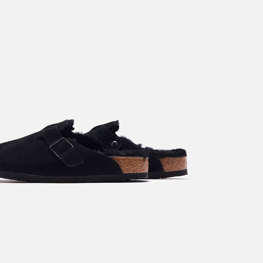 Black Men Kith Birkenstock Boston Shearling Sandals | 3152-TXYBD