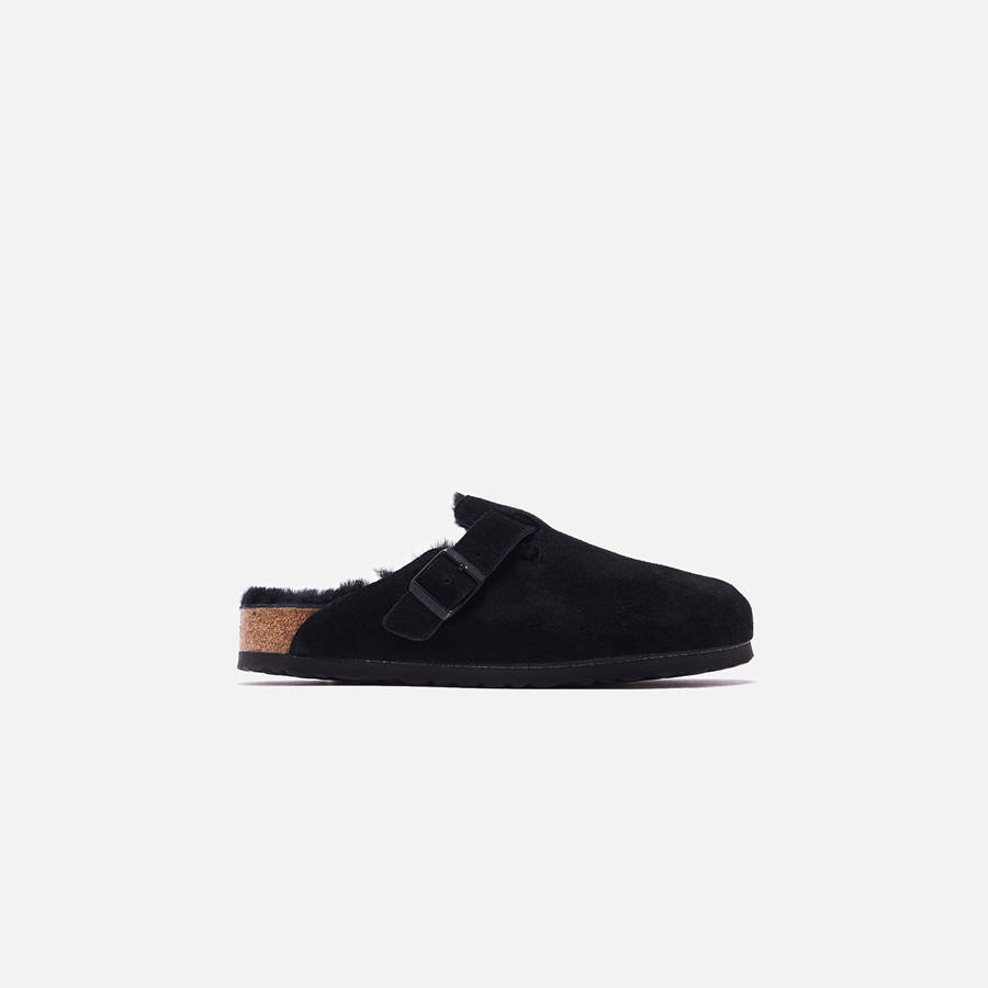 Black Men Kith Birkenstock Boston Shearling Sandals | 3152-TXYBD