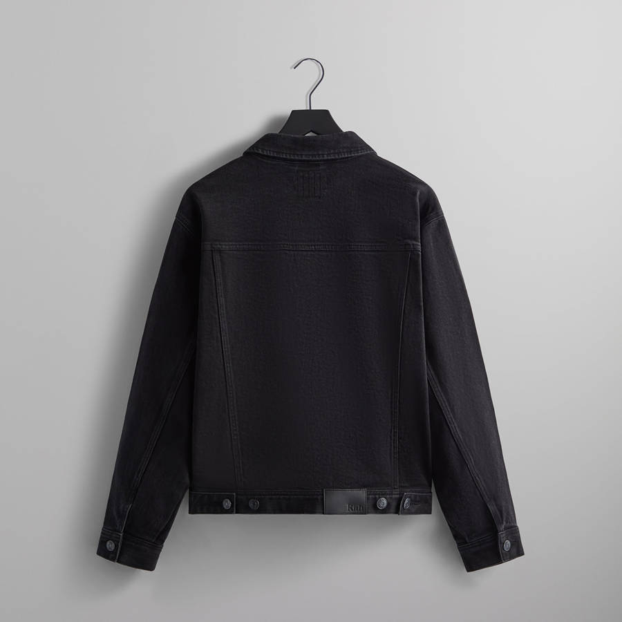 Black Men Kith Centre Denim Jackets | 2984-OEQZY