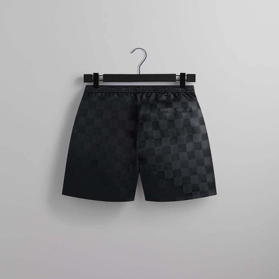 Black Men Kith Checkered Satin Collins Shorts | 7245-JXYWV