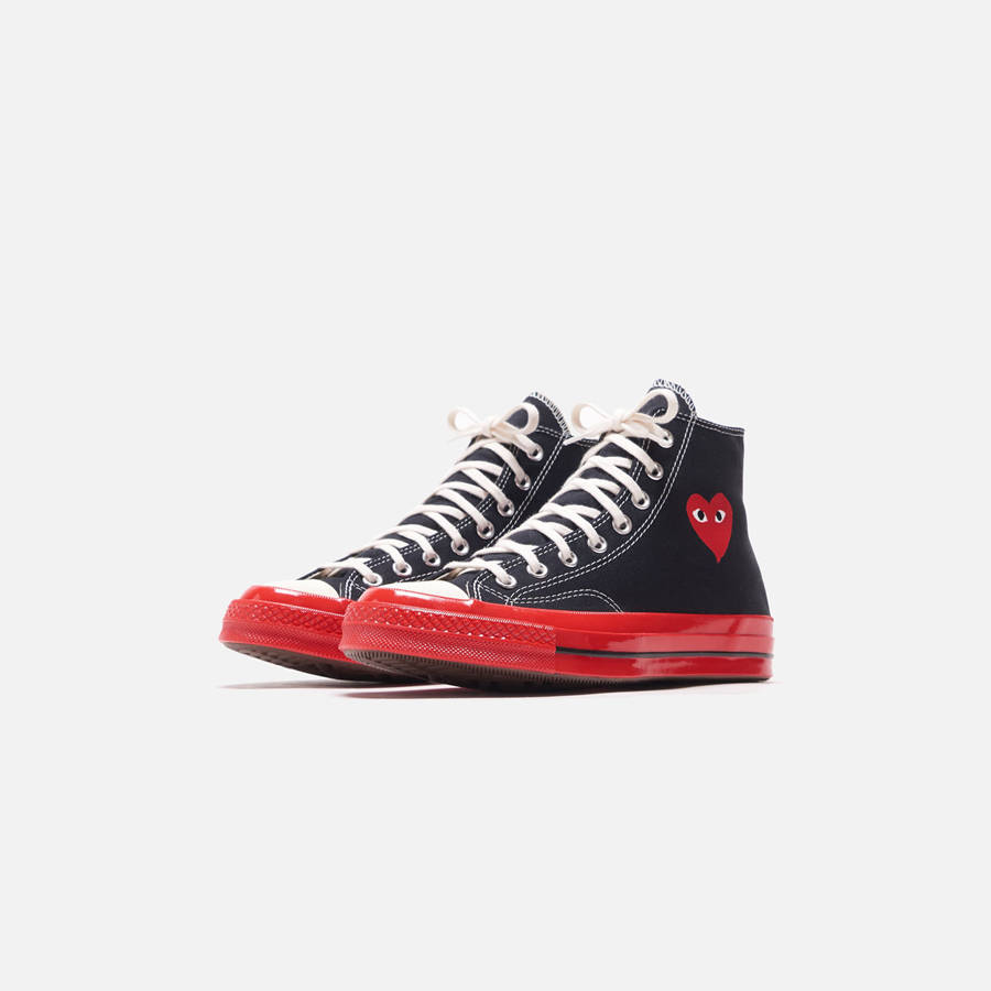 Black Men Kith Converse x Comme des Garçons CDG Play Red Sole High Top Sneakers | 1687-IOWVD