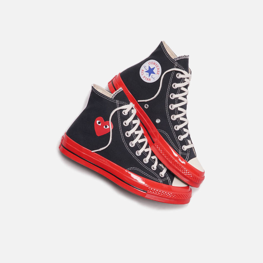 Black Men Kith Converse x Comme des Garçons CDG Play Red Sole High Top Sneakers | 1687-IOWVD