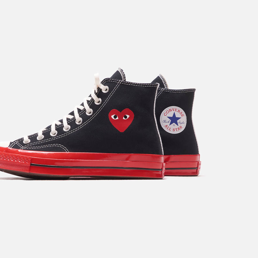 Black Men Kith Converse x Comme des Garçons CDG Play Red Sole High Top Sneakers | 1687-IOWVD