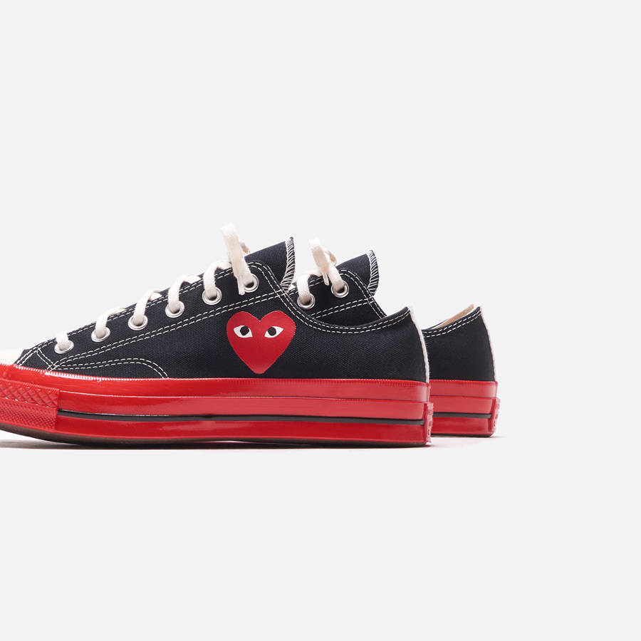 Black Men Kith Converse x Comme des Garçons CDG Play Red Sole Low Top Sneakers | 3249-SIQTU