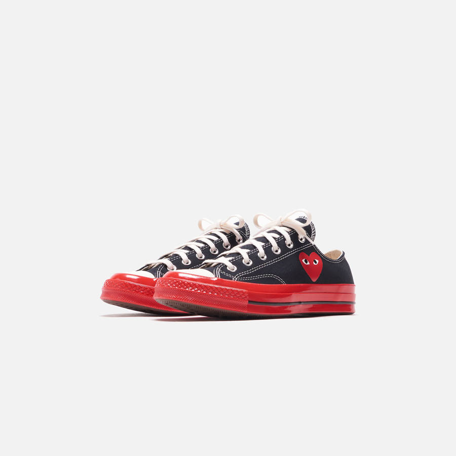 Black Men Kith Converse x Comme des Garçons CDG Play Red Sole Low Top Sneakers | 3249-SIQTU