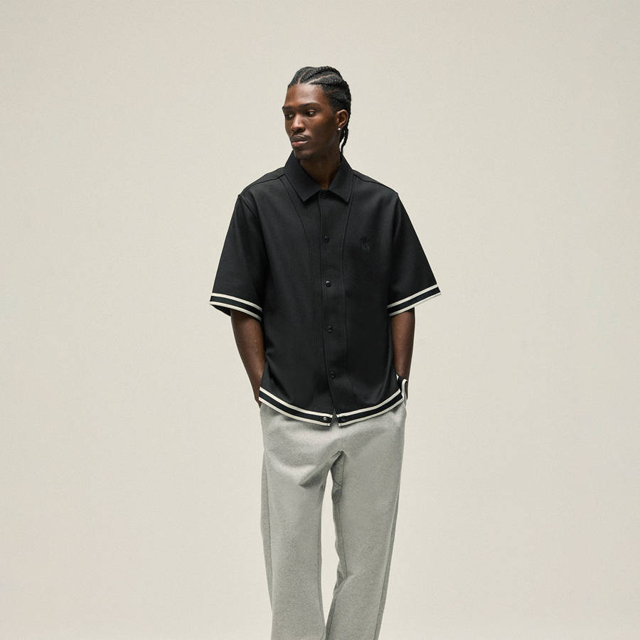Black Men Kith Double Weave Woodpoint Shirts | 0438-UDBJG
