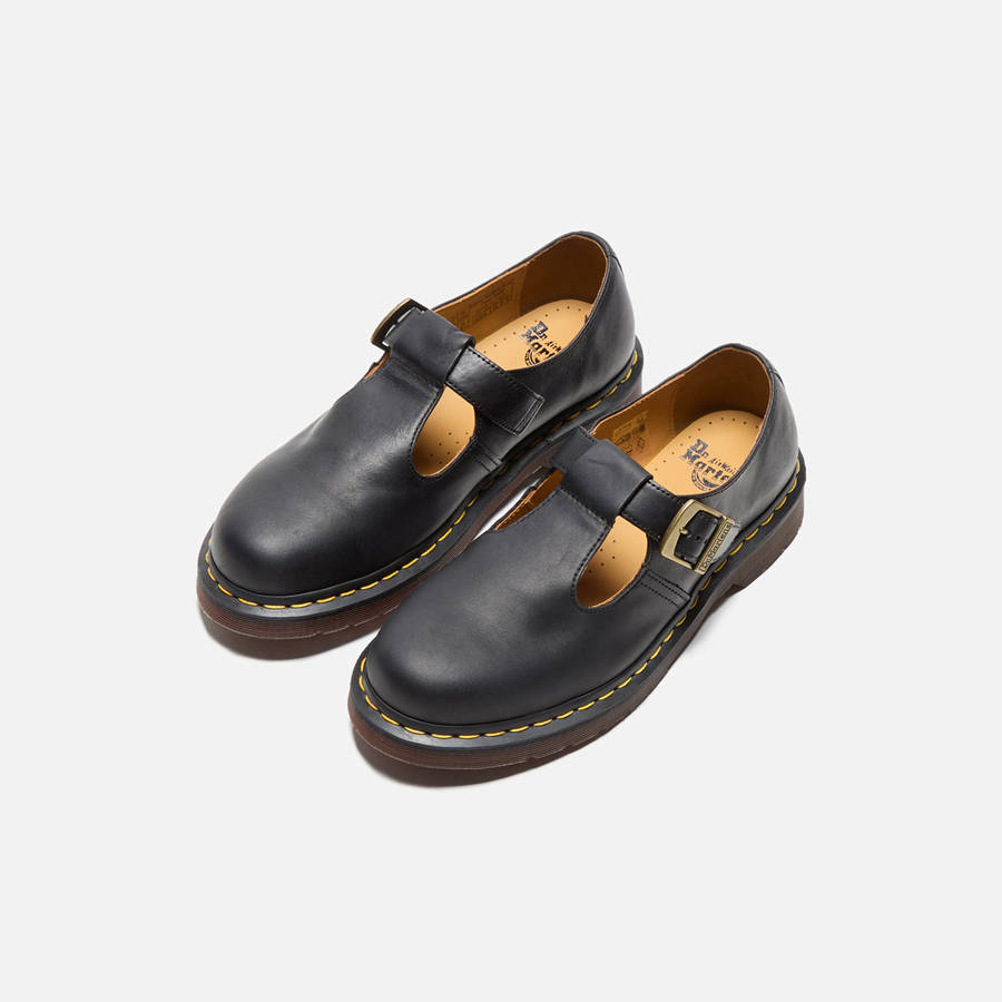 Black Men Kith Dr. Martens T-Bar Regency Leather Mary Jane Sneakers | 7894-NDEKS