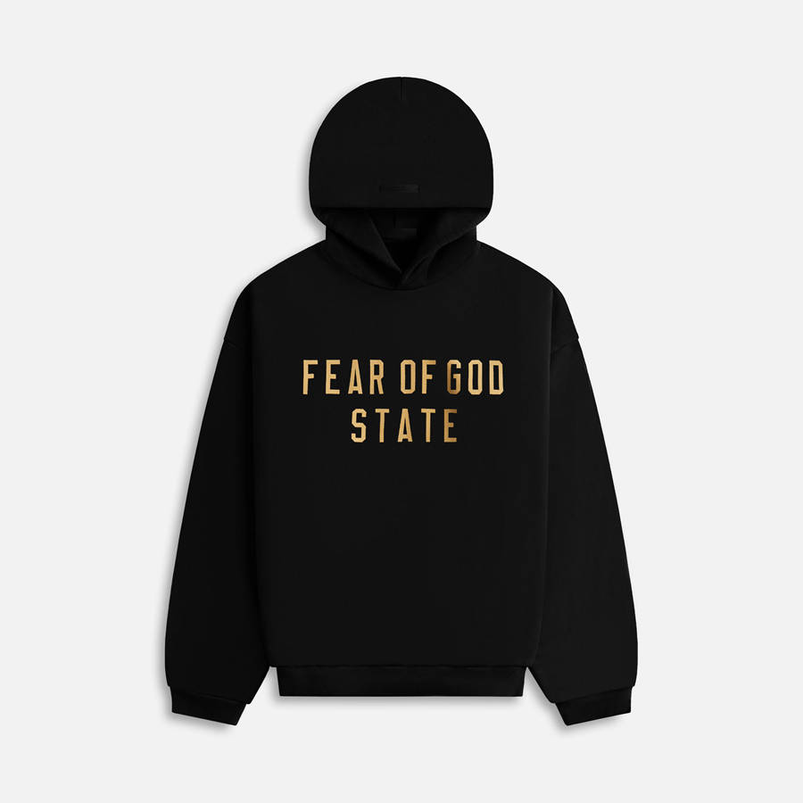 Black Men Kith Essentials Fleece Hoodie Sweatshirts | 7563-XPMWT
