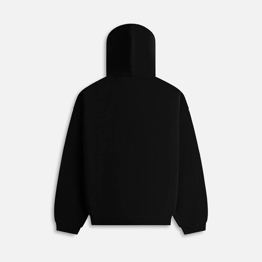 Black Men Kith Essentials Fleece Hoodie Sweatshirts | 7563-XPMWT
