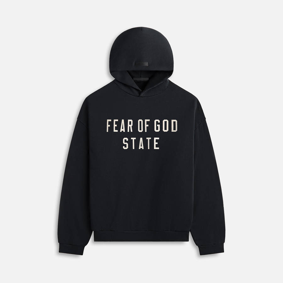 Black Men Kith Essentials Heavy Fleece Hoodie Sweatshirts | 6304-TMQWZ