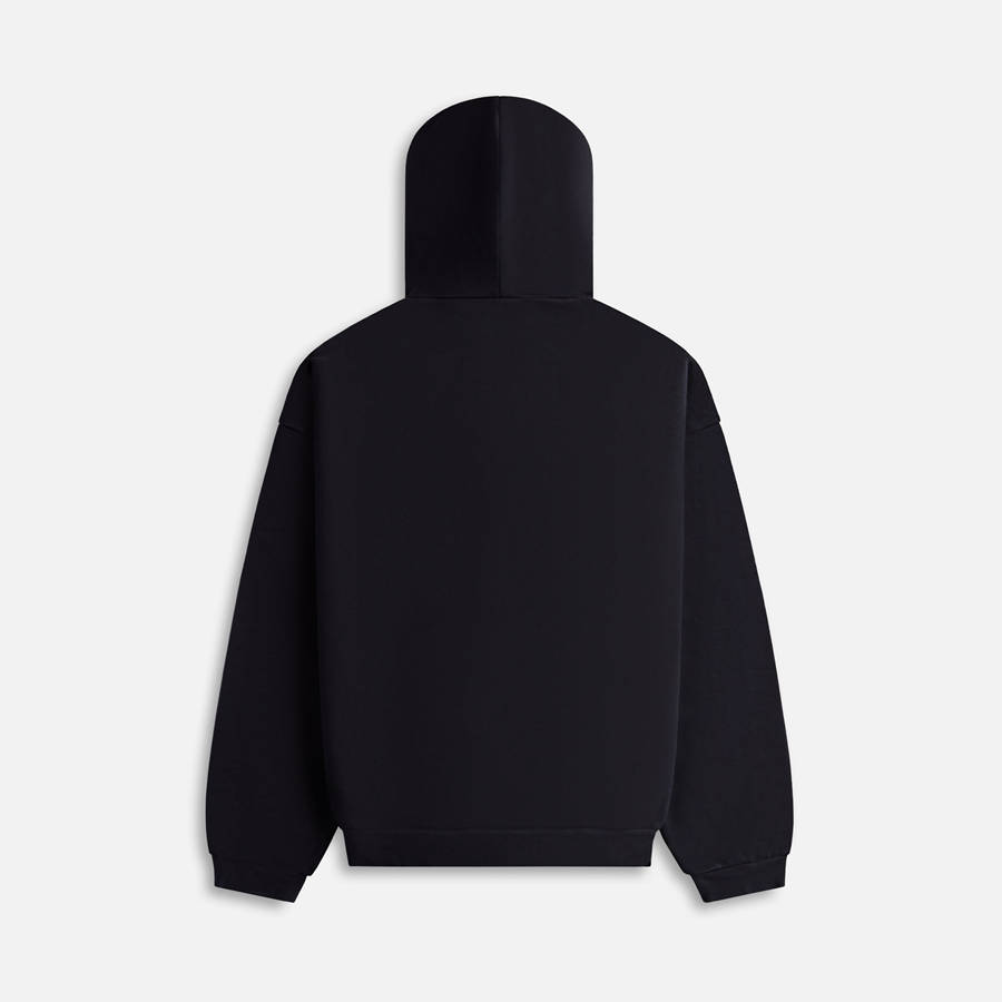 Black Men Kith Essentials Heavy Fleece Hoodie | 0638-CDKQS