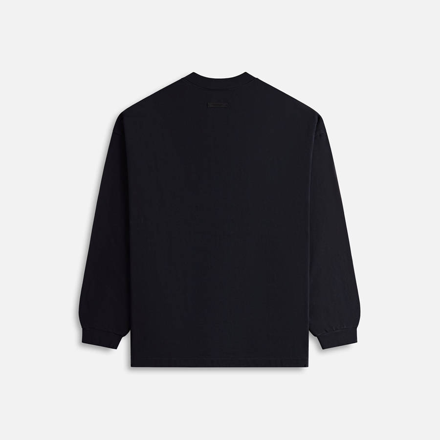 Black Men Kith Essentials Heavy Long Sleeve Shirts | 1827-MKFNZ