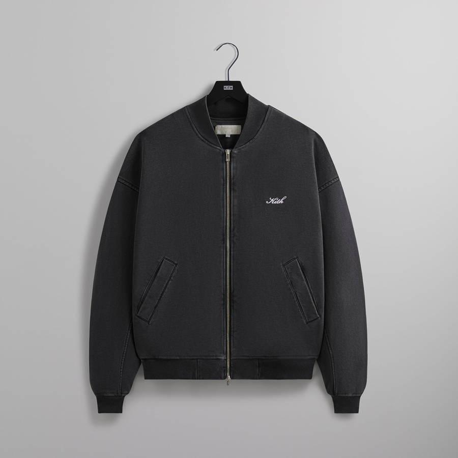 Black Men Kith Fleece Avery Bomber Jackets | 0682-DWVOF