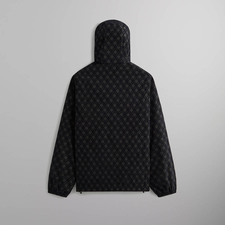 Black Men Kith Flocked Crest Damien Windbreaker Jackets | 5604-DQFMN
