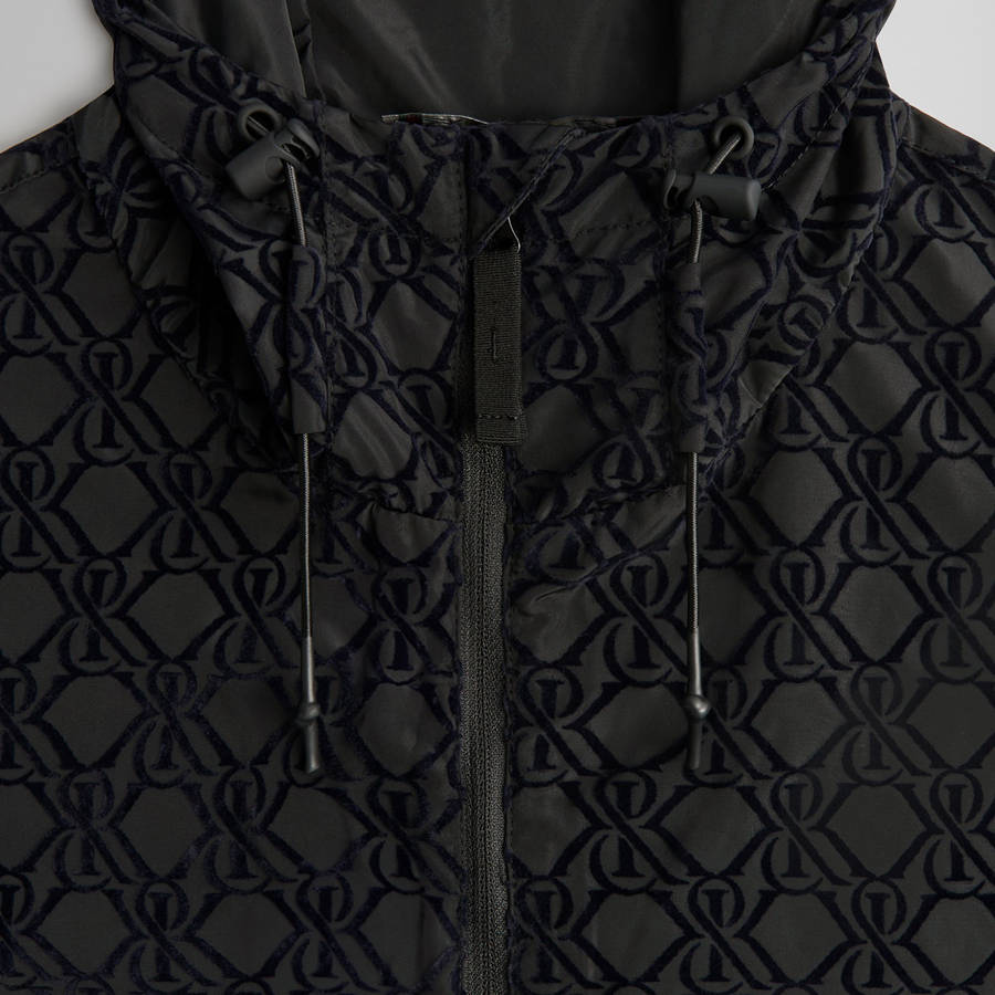 Black Men Kith Flocked Crest Damien Windbreaker Jackets | 5604-DQFMN