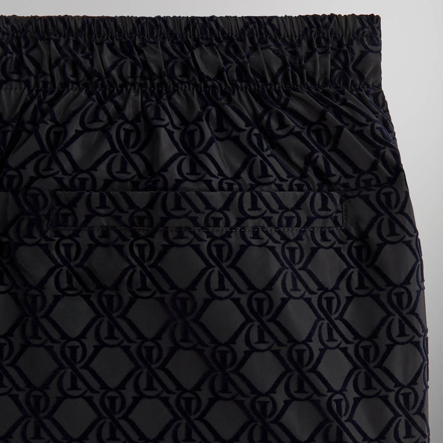 Black Men Kith Flocked Crest Tech Active Shorts | 3506-AJEGQ