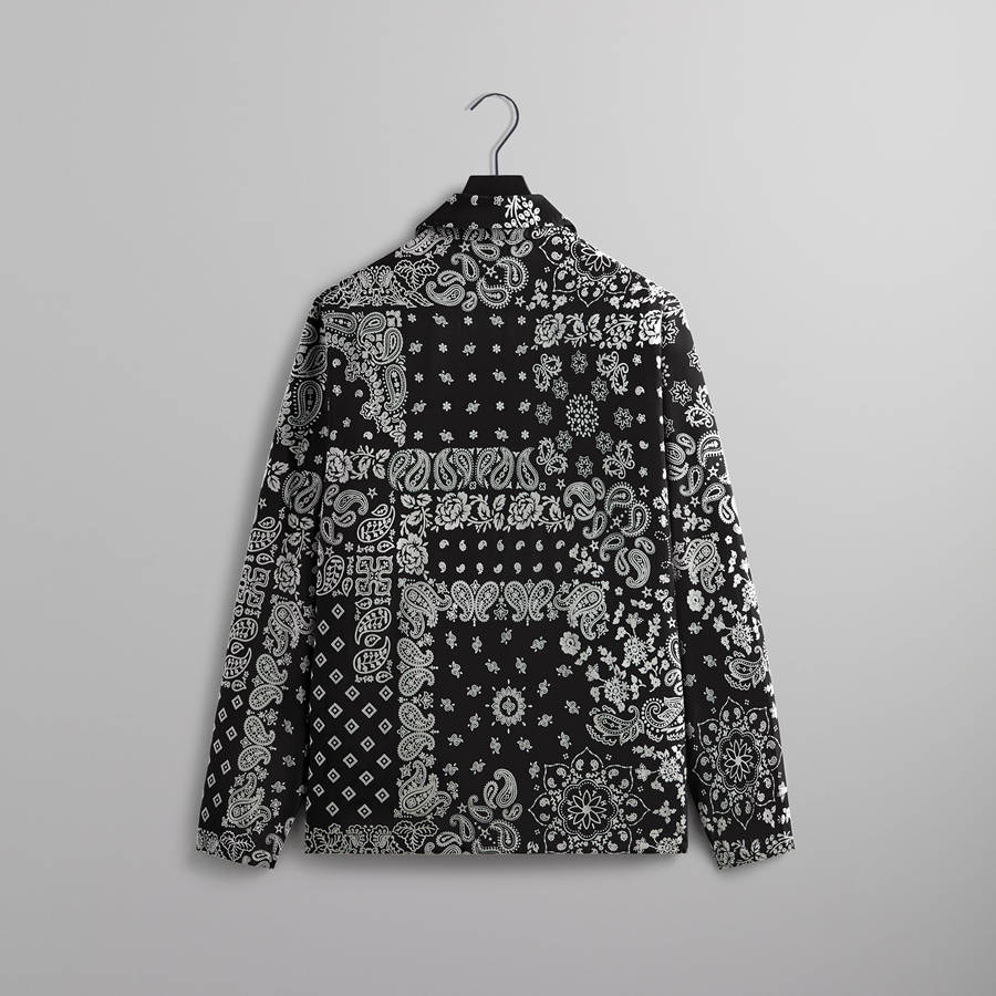 Black Men Kith Flocked Deconstructed Bandana Coaches Jackets | 4720-RUIAY