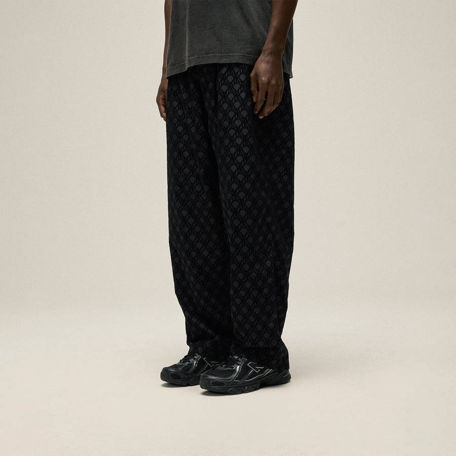 Black Men Kith Flocked Monogram Elias Pants | 0857-PCZGX
