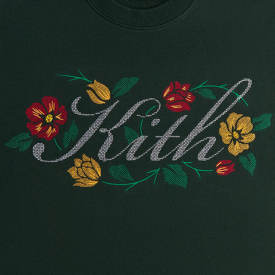Black Men Kith Floral Script Nelson Crewneck Sweatshirts | 3764-KLVQR