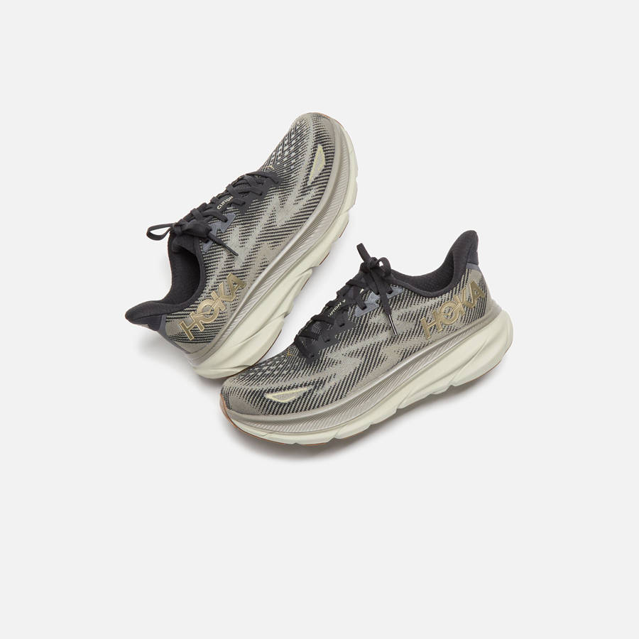 Black Men Kith HOKA Clifton 9 Sneakers | 3612-BSFAZ