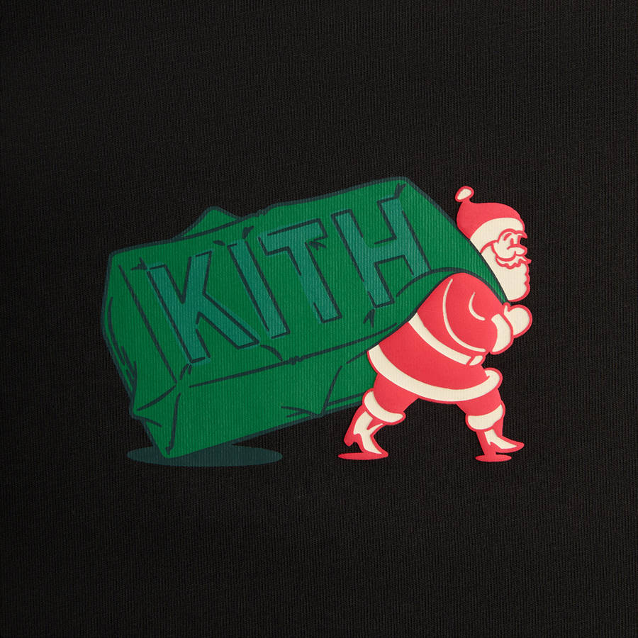 Black Men Kith Kithmas Comic Santa T-Shirt | 0816-ROFBY