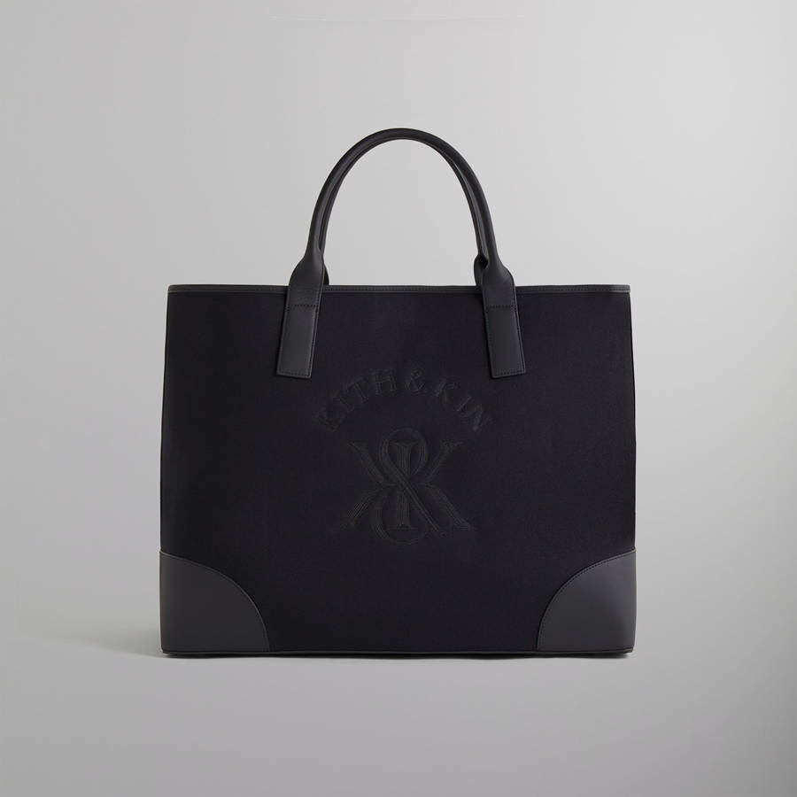 Black Men Kith Leather Trimmed Canvas Tote Bags | 0489-VGEXF