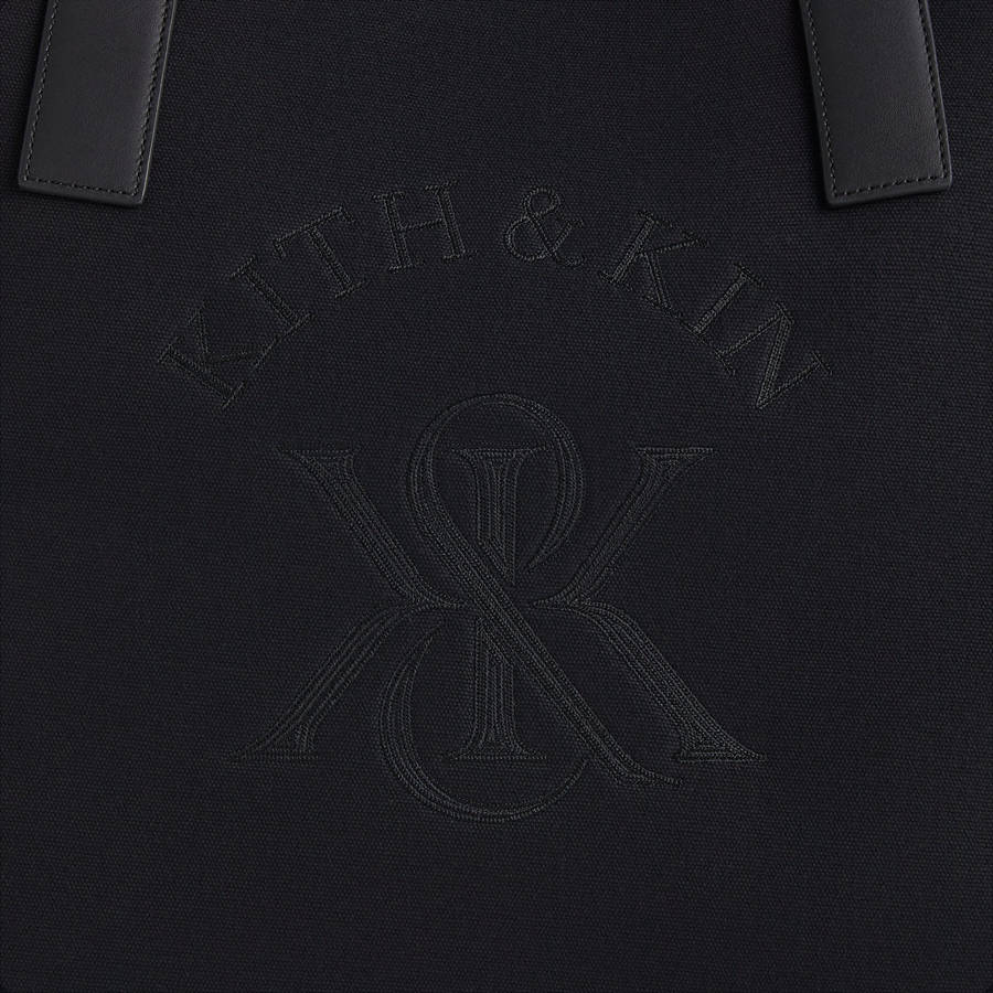 Black Men Kith Leather Trimmed Canvas Tote Bags | 0489-VGEXF
