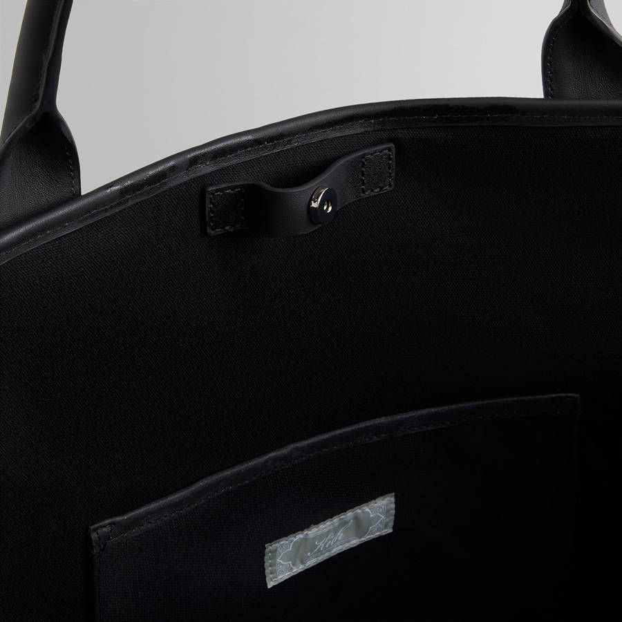 Black Men Kith Leather Trimmed Canvas Tote Bags | 0489-VGEXF