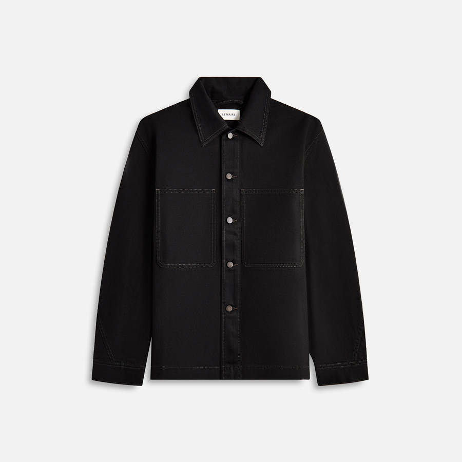 Black Men Kith Lemaire Twisted Sleeve Boxy Overshirt Shirts | 6139-ZIHKF