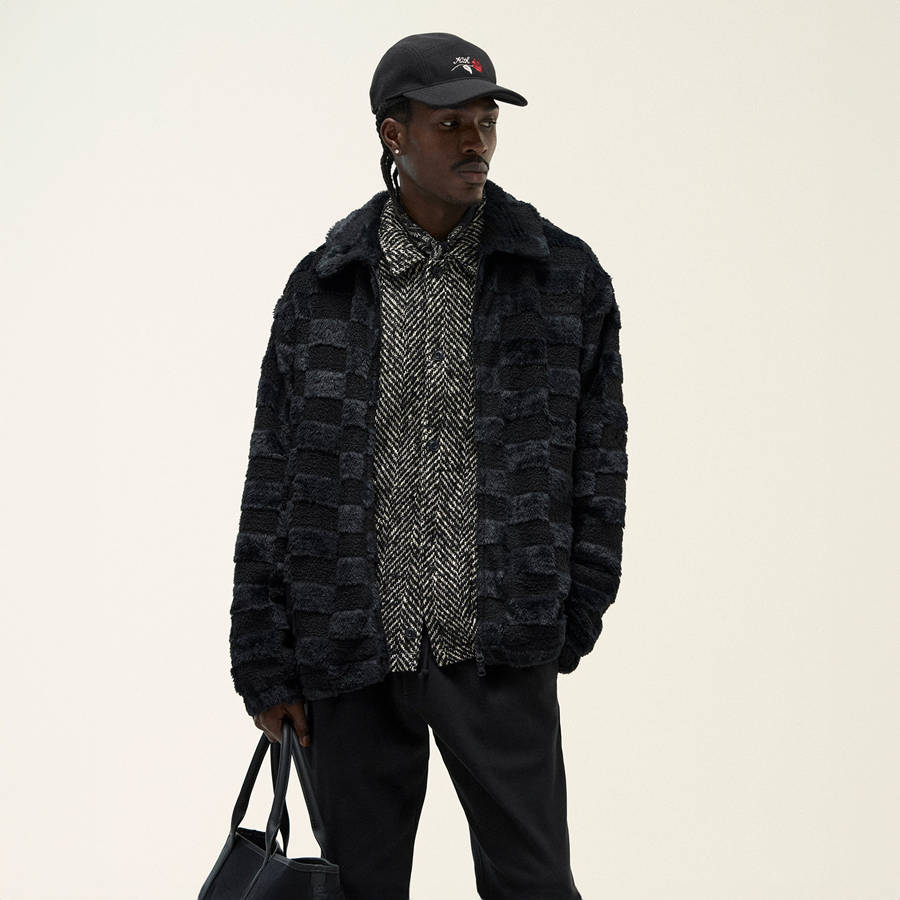 Black Men Kith Lloyd Faux Fur Coaches Jackets | 7634-PEBKI