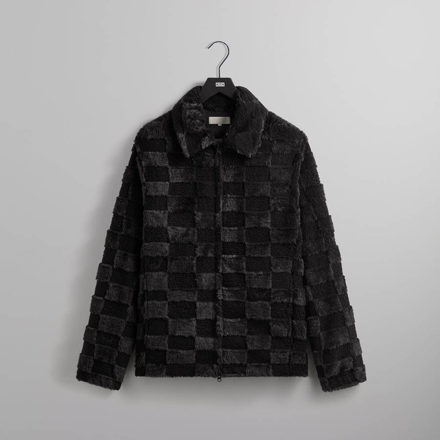 Black Men Kith Lloyd Faux Fur Coaches Jackets | 7634-PEBKI