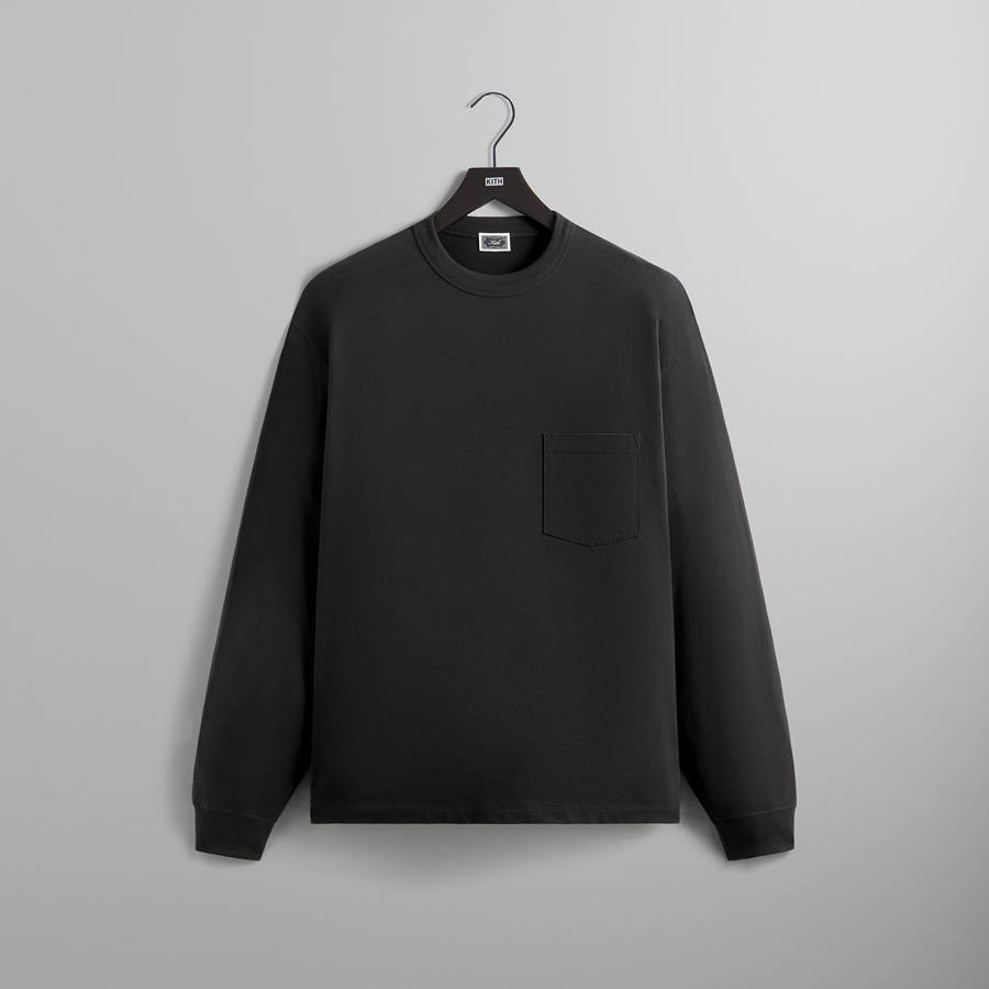 Black Men Kith Long Sleeve Leonard Pocket Shirts | 0786-QAUNL