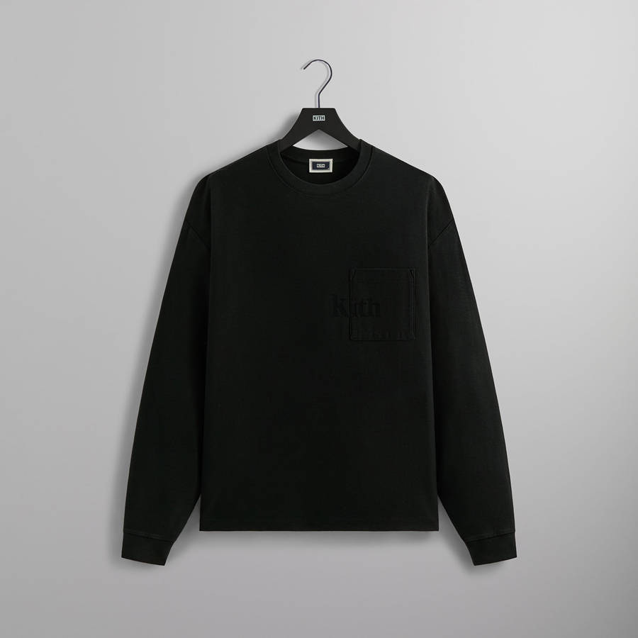 Black Men Kith Long Sleeve Quinn T-Shirt | 0217-YVUPB