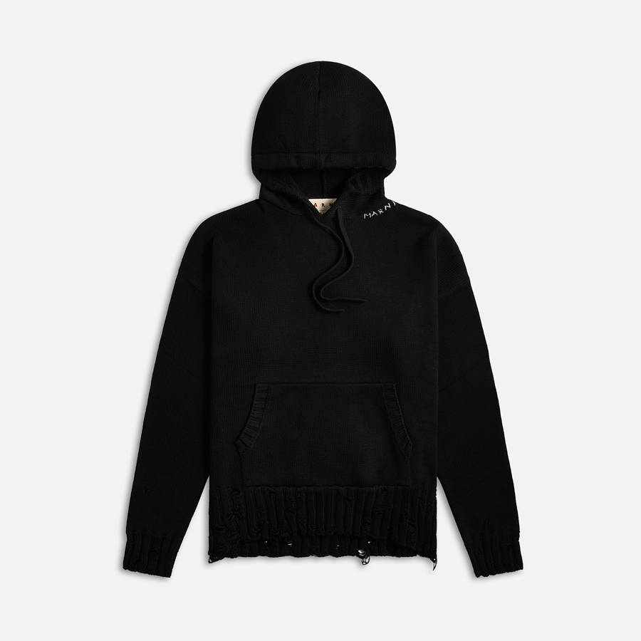 Black Men Kith Marni Disheveled Mending Hoodie | 6423-IVBFJ