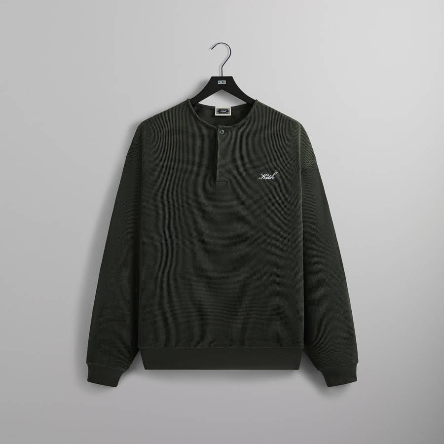 Black Men Kith Micro Waffle Colby Pullover Sweatshirts | 9263-LGIRK
