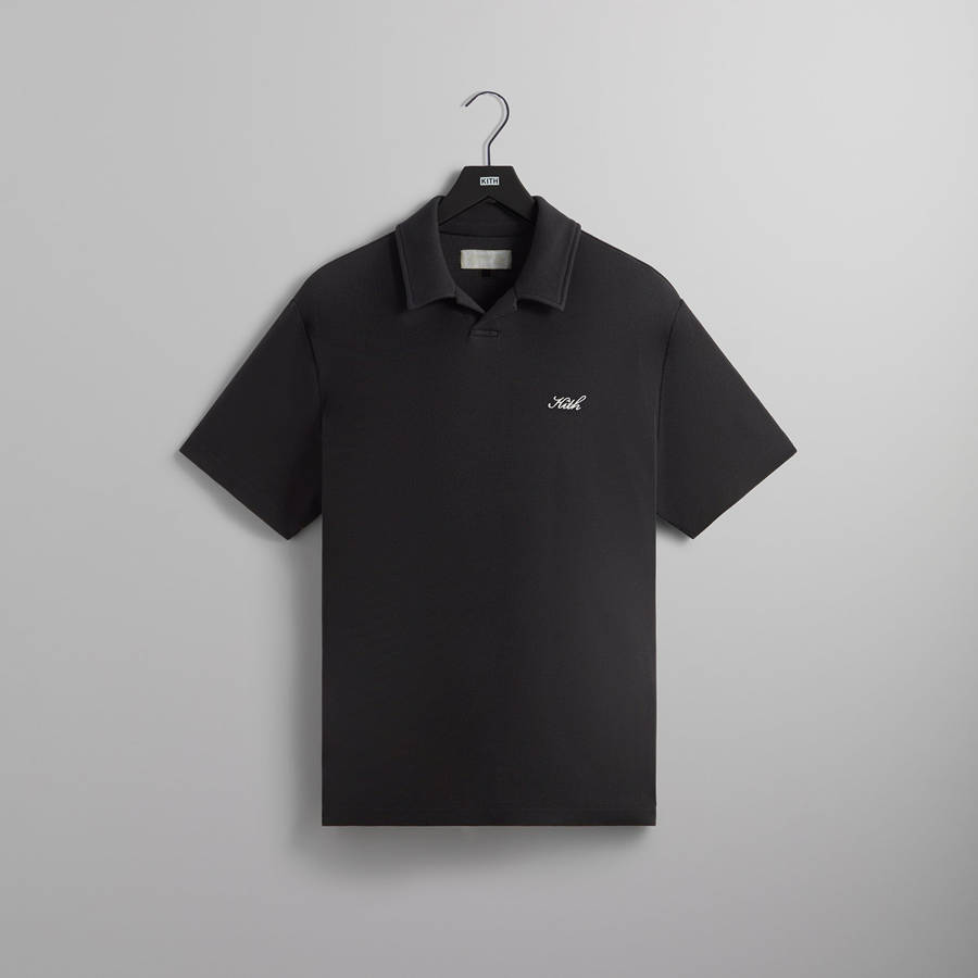 Black Men Kith Micro Waffle Drew Polo Shirts | 8504-VYSLK