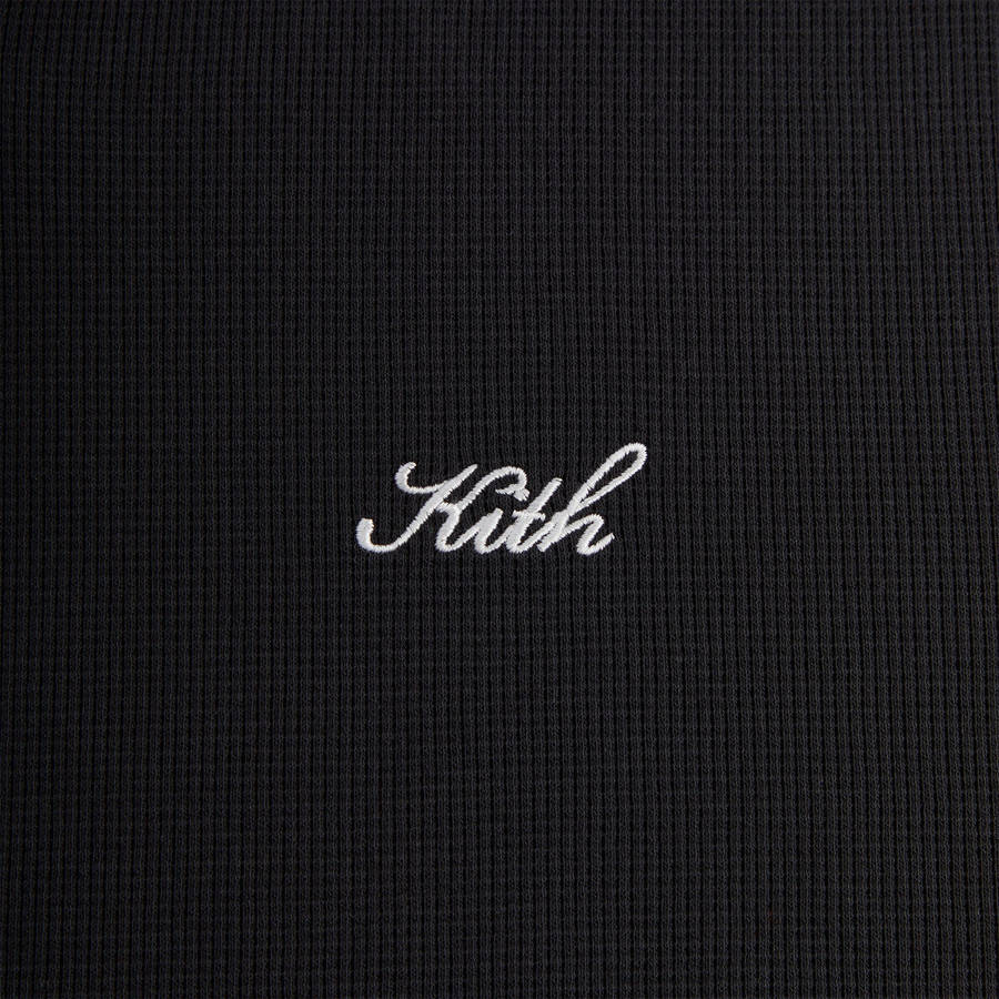 Black Men Kith Micro Waffle Drew Polo Shirts | 8504-VYSLK