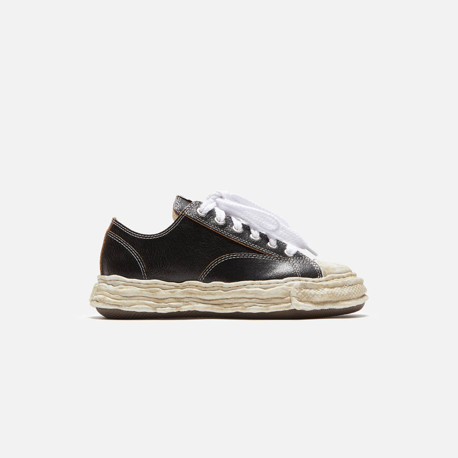 Black Men Kith Mihara Yasuhiro Peterson Low 23 Cracking Leather Sneakers | 1729-EQYDO