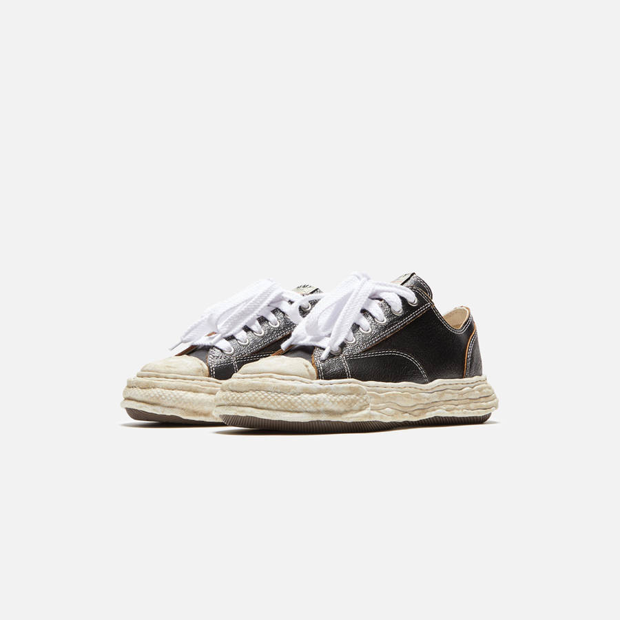 Black Men Kith Mihara Yasuhiro Peterson Low 23 Cracking Leather Sneakers | 1729-EQYDO