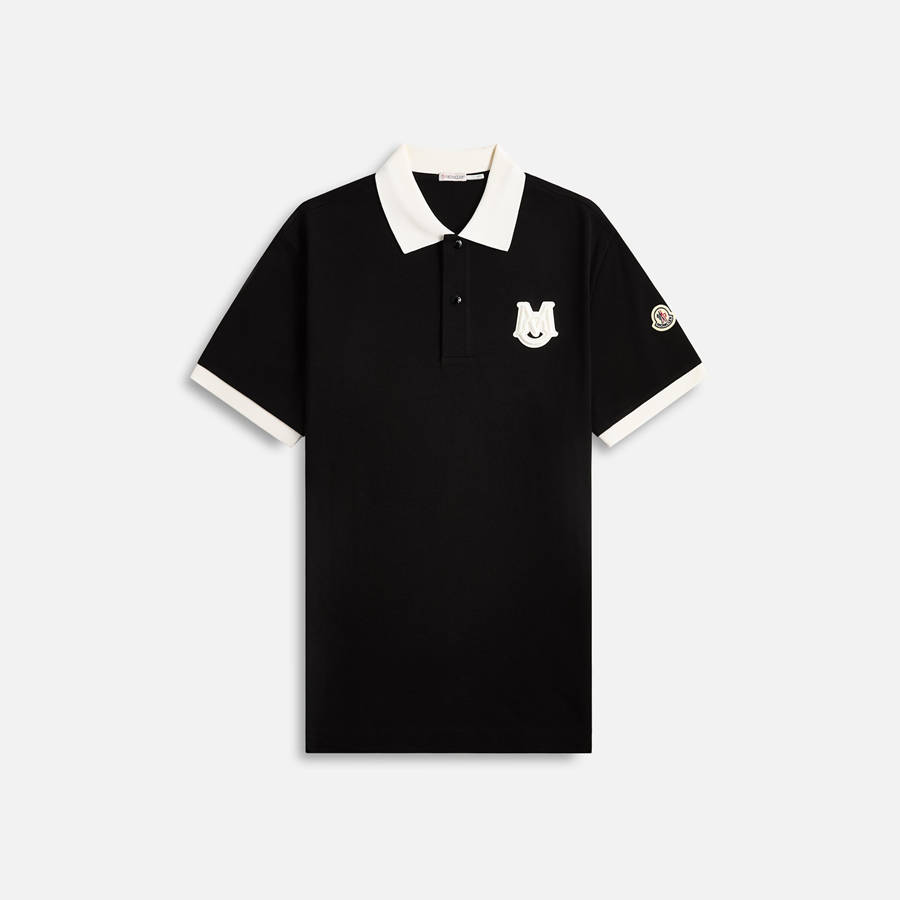 Black Men Kith Moncler Cotton Pique Short Sleeve Polo Shirts | 1257-OSKGQ