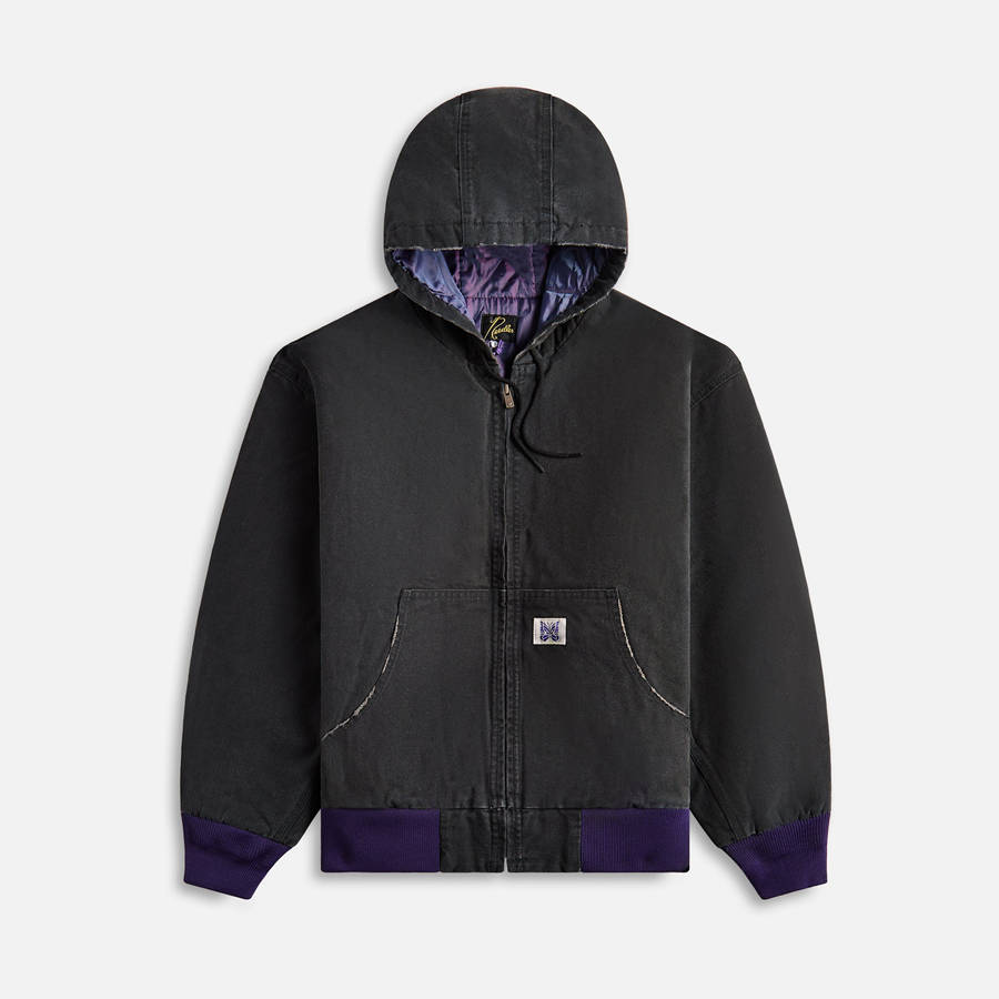 Black Men Kith Needles Zipped Work Hoodie 11oz Cotton Oxford Jackets | 6921-OSWAV