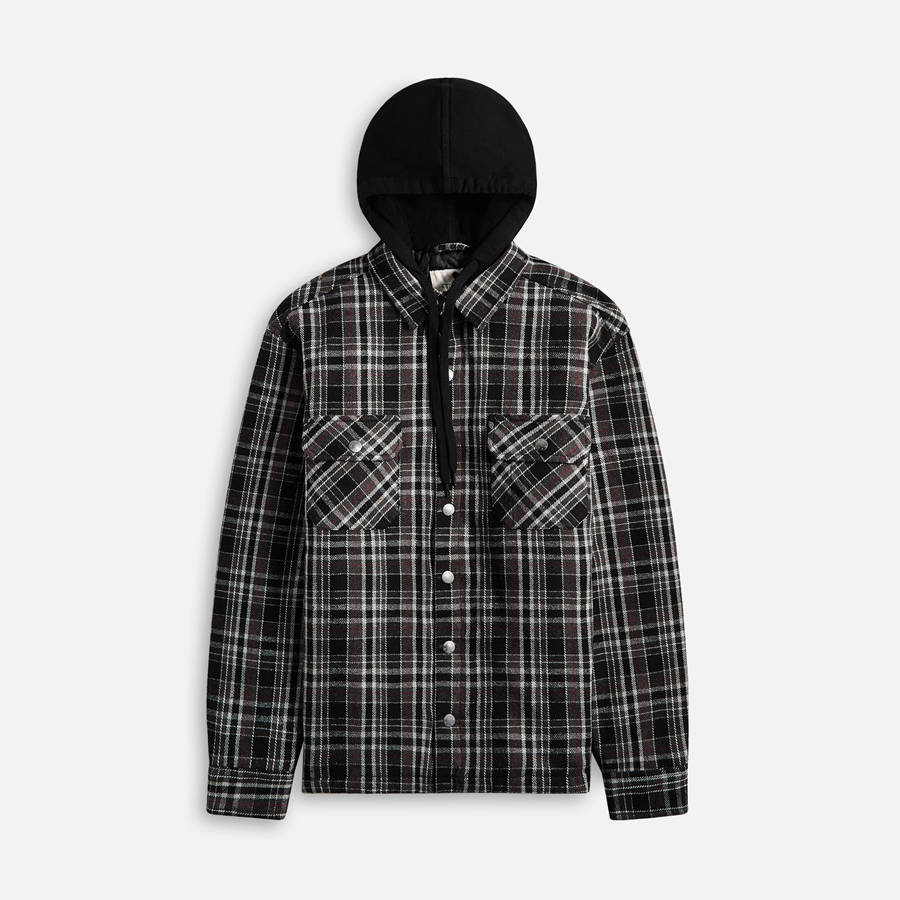 Black Men Kith Noon Goons Function Flannel Shirts | 8374-EWVHQ
