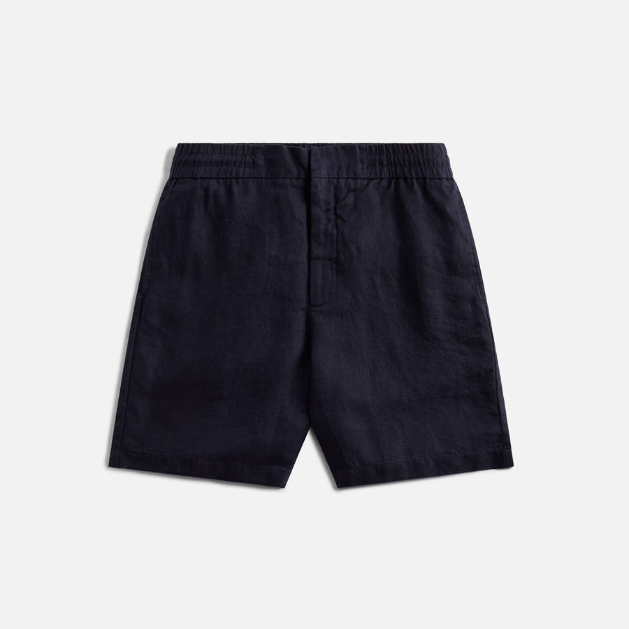 Black Men Kith Orlebar Brown Cornell Linen Shorts | 2083-RNXLA