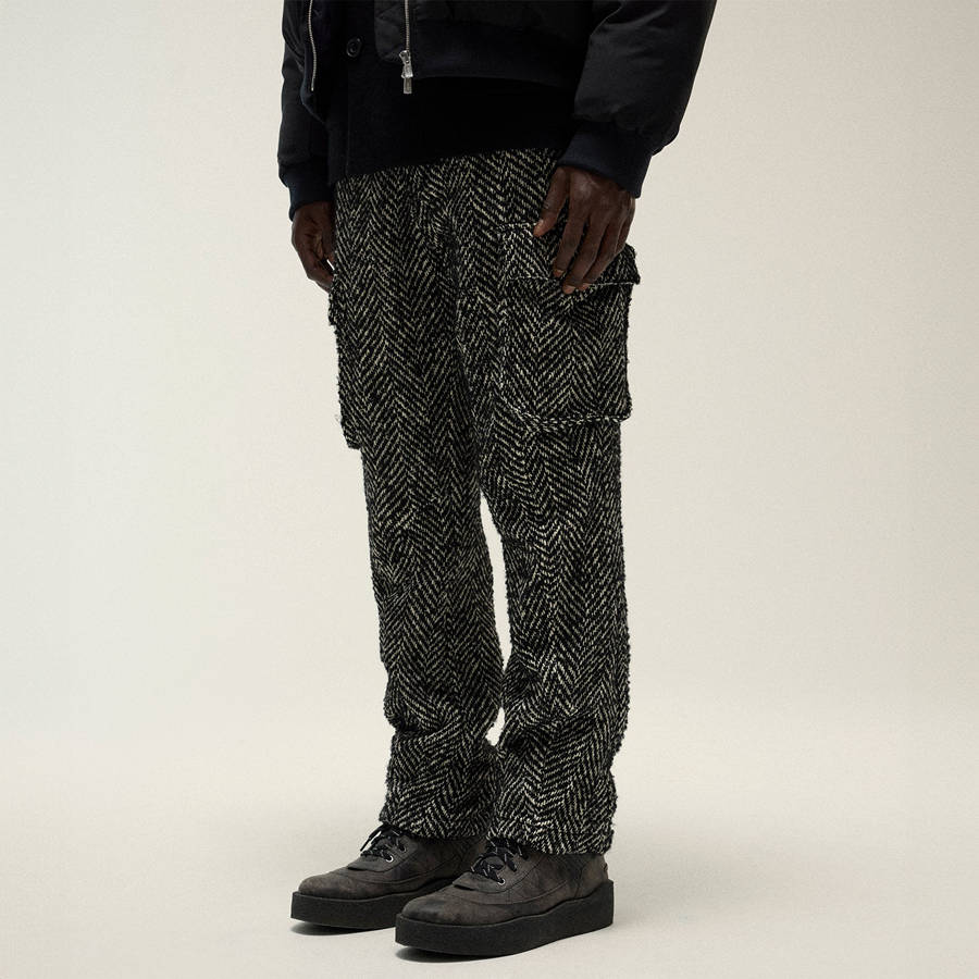 Black Men Kith Oversized Herringbone Bristol Cargo Pants | 3097-DTCNF