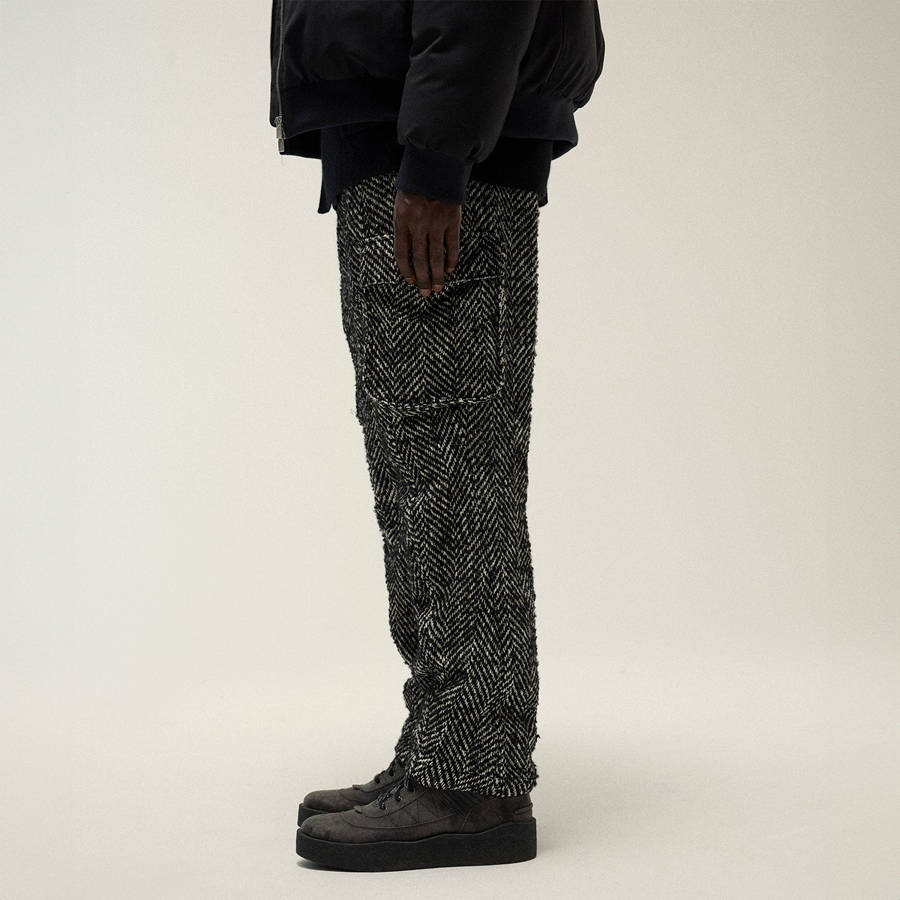 Black Men Kith Oversized Herringbone Bristol Cargo Pants | 3097-DTCNF